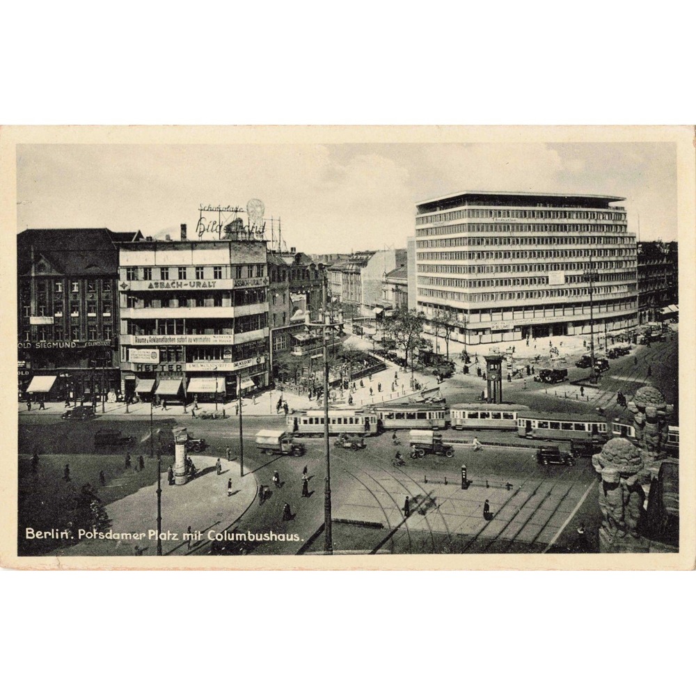 RPPC Berlin Potsdamer Platz Columbushaus Germany Streetcars Real Photo Postcard